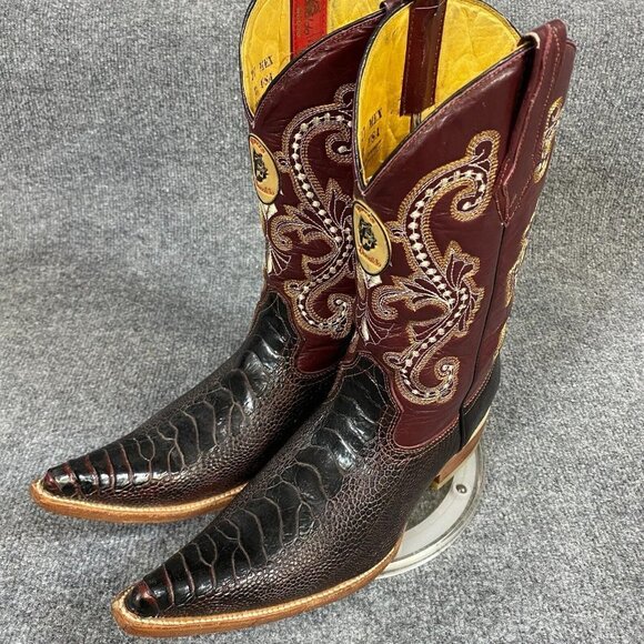 Donaldo Mens Boots 8Red Oxblood Cowboy Exotic Lizard Pointed Toe Mex 27